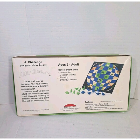 Dino-Checkers Board Game 1989 Bright Child Toys Dinosaur Strategy Game CIB Vtg - Picture 7 of 7